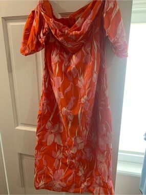 Floral Off-Shoulder Orange & Pink Summer Dress
